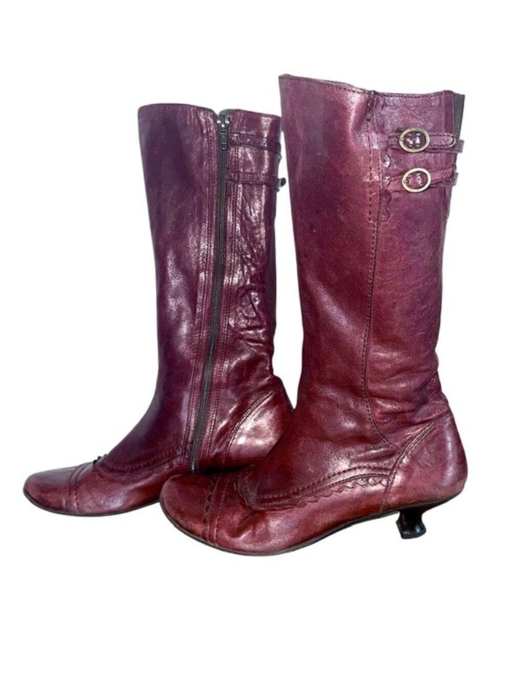 Burgundy Leather Boots - Size 37